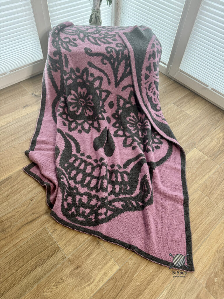 Double-Knitting Strickmuster Decke "La Catrina"