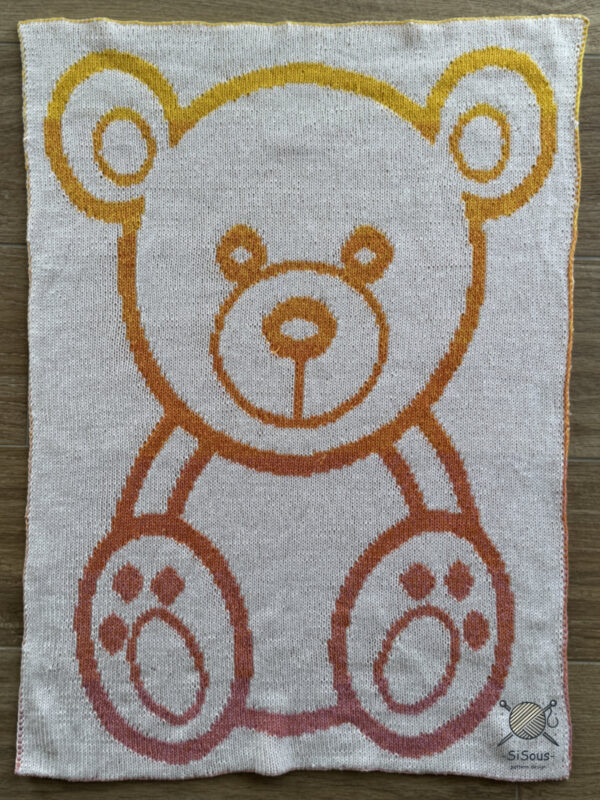 Double Knitting Decke mit Teddybär