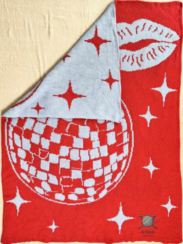 Kissco 5 mit Logo Double- Knitting Strickmuster Decke "Disco Kisses"