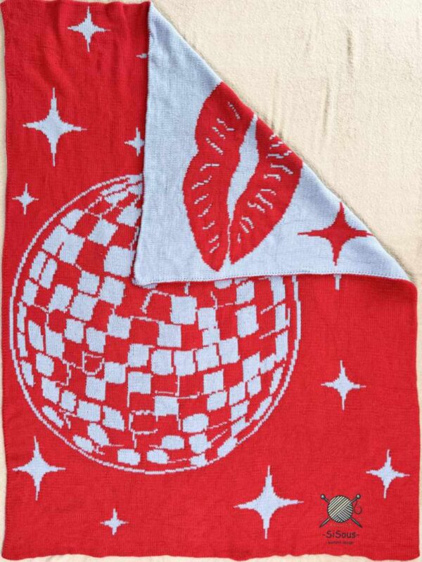 Kissco 6 mit Logo Double- Knitting Strickmuster Decke "Disco Kisses"